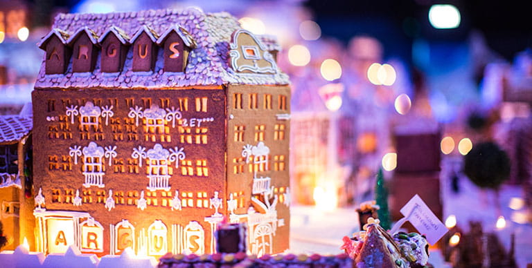 A gingerbread house in the Pepperkakebyen, or 'Gingerbread City' in Bergen, Norway